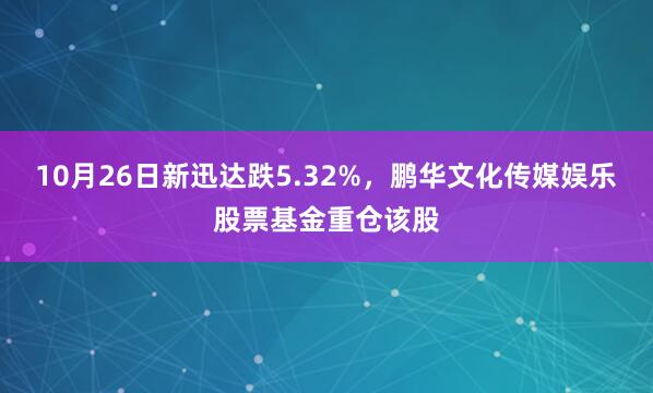 10月26日新迅达跌5.32%，鹏华文化传媒娱乐股票基金重仓该股